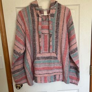 Pink hooded poncho